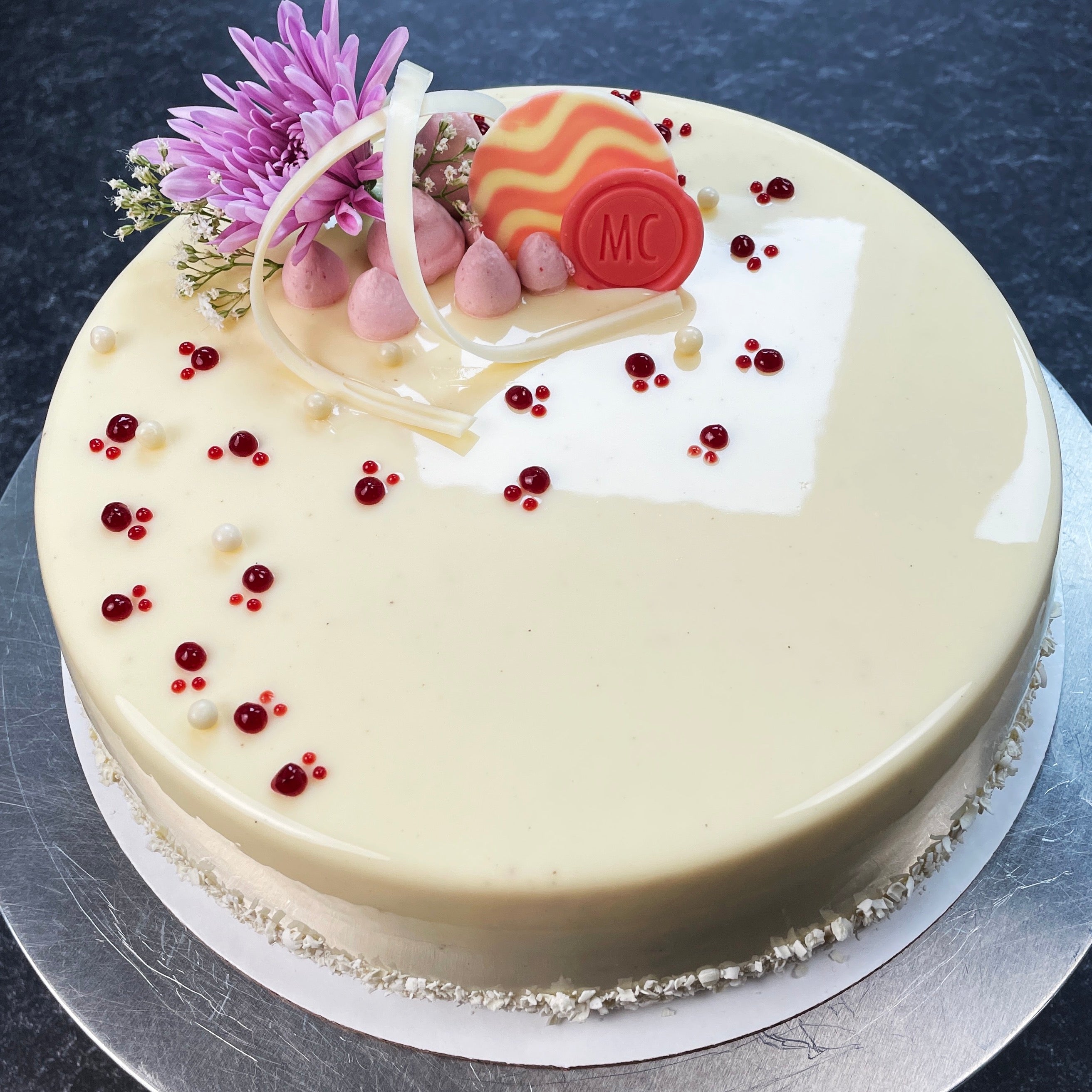 Vanilla Bean Mousse Cake with Organic Berry Crémeux - SLICE (Cakes & Coffee)
