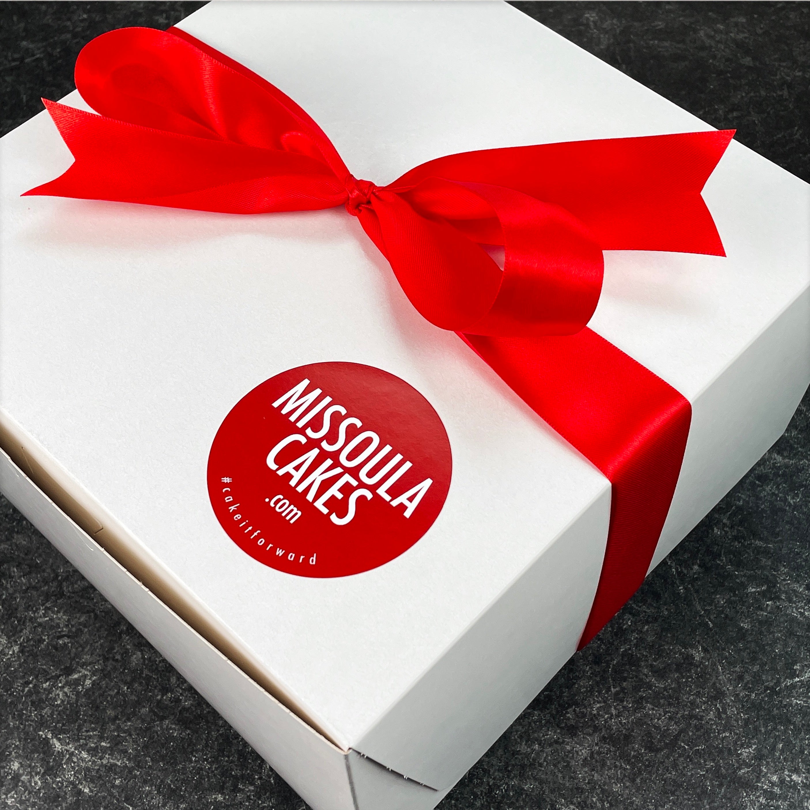 Decorative Ribbon Around Box – Missoula Cakes